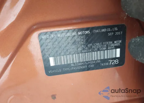 2018 Mitsubishi Mirage Se from USA, damaged, VIN ML32A4HJ5JH004156